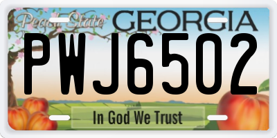 GA license plate PWJ6502