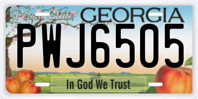 GA license plate PWJ6505