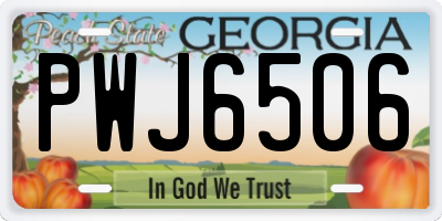 GA license plate PWJ6506