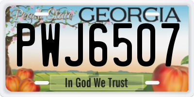 GA license plate PWJ6507