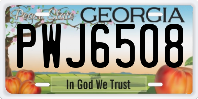 GA license plate PWJ6508
