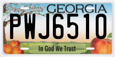 GA license plate PWJ6510