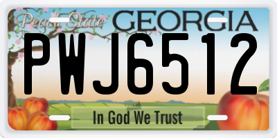 GA license plate PWJ6512