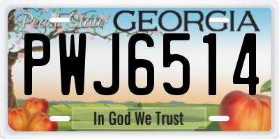 GA license plate PWJ6514