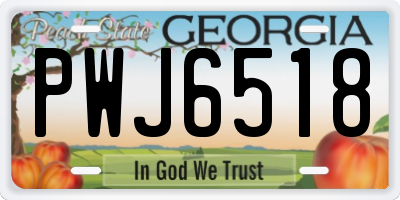 GA license plate PWJ6518