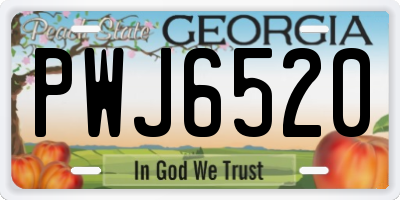 GA license plate PWJ6520