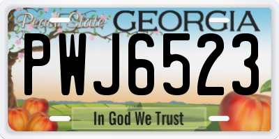 GA license plate PWJ6523