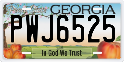 GA license plate PWJ6525