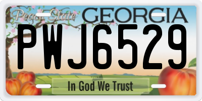 GA license plate PWJ6529