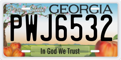 GA license plate PWJ6532