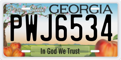 GA license plate PWJ6534