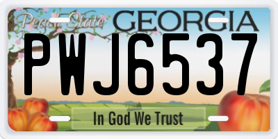 GA license plate PWJ6537
