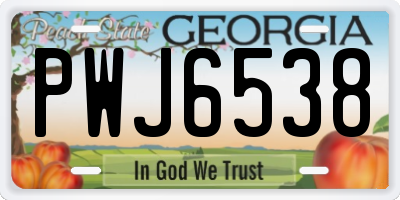 GA license plate PWJ6538