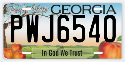 GA license plate PWJ6540