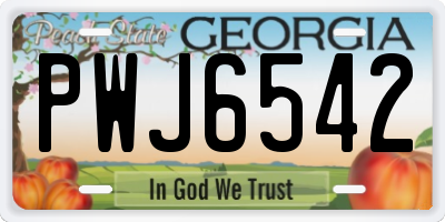 GA license plate PWJ6542