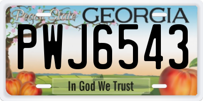 GA license plate PWJ6543