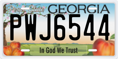 GA license plate PWJ6544