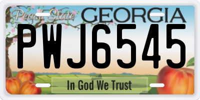 GA license plate PWJ6545