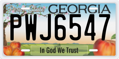 GA license plate PWJ6547