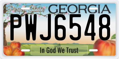 GA license plate PWJ6548