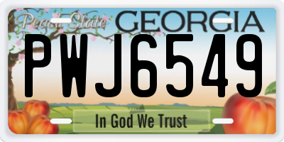 GA license plate PWJ6549