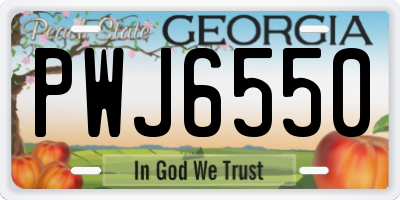 GA license plate PWJ6550