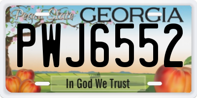 GA license plate PWJ6552