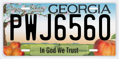 GA license plate PWJ6560