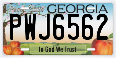 GA license plate PWJ6562