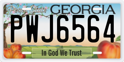 GA license plate PWJ6564