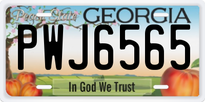 GA license plate PWJ6565