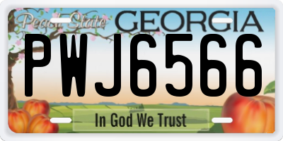 GA license plate PWJ6566