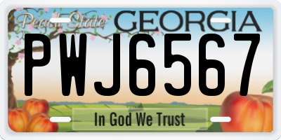 GA license plate PWJ6567