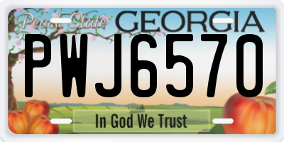 GA license plate PWJ6570