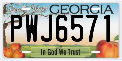 GA license plate PWJ6571