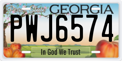GA license plate PWJ6574