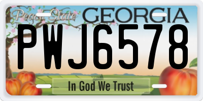 GA license plate PWJ6578
