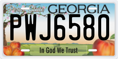 GA license plate PWJ6580