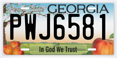GA license plate PWJ6581