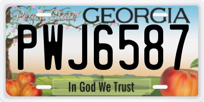 GA license plate PWJ6587