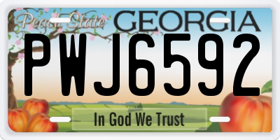 GA license plate PWJ6592