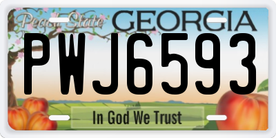 GA license plate PWJ6593