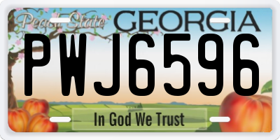 GA license plate PWJ6596