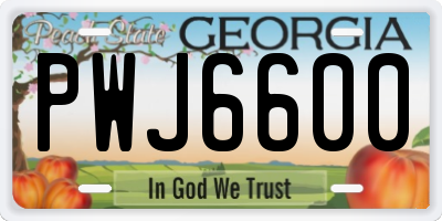 GA license plate PWJ6600