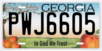 GA license plate PWJ6605
