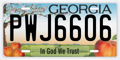 GA license plate PWJ6606