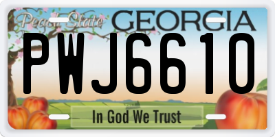 GA license plate PWJ6610