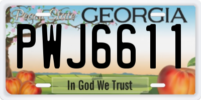 GA license plate PWJ6611