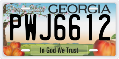 GA license plate PWJ6612