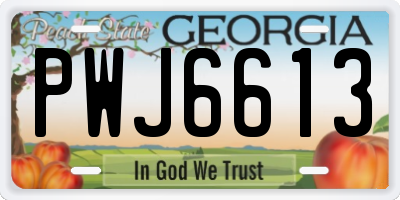 GA license plate PWJ6613